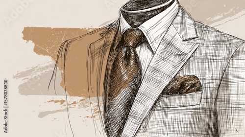 Detailed sketch of a suit and tie