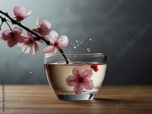 cup of tea with pink flowers