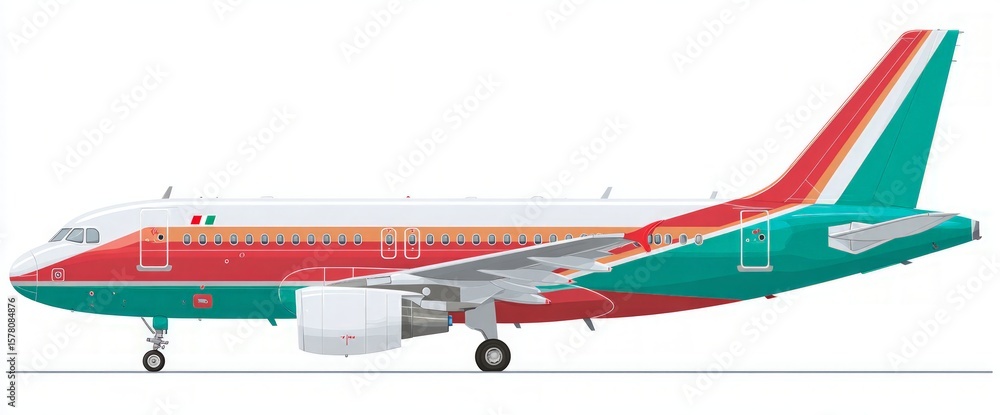 Red White and Teal Airplane Illustration Red White and Teal Airplane Illustration