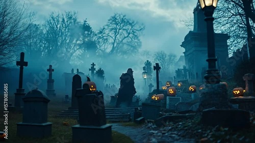 graveyard at night