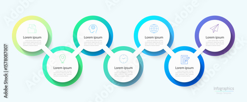 Infographic 7 options design elements for your business data. Vector Illustration.