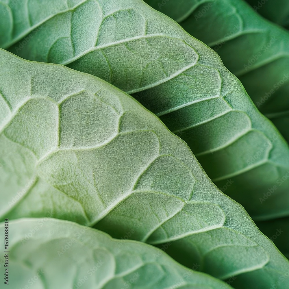 Obraz premium closeup of fresh basil leaves with smooth texture and green color, macro culinary herb photography, clean background