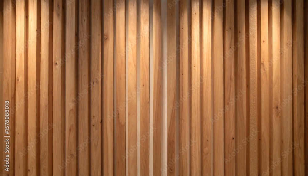 Fototapeta premium Wood panel wall with lighting