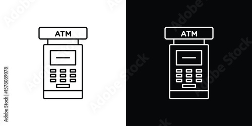 ATM machine icon illustration symbol or logo collection.