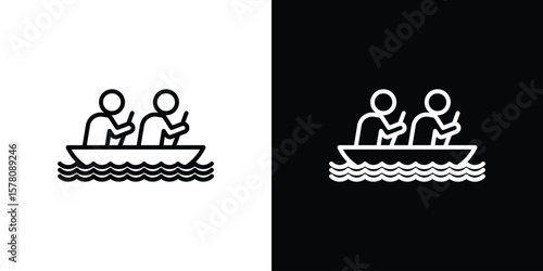 Boat race icon illustration symbol or logo collection.