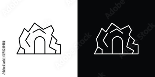 cave icon illustration symbol or logo collection.