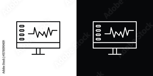 EKG monitor icon illustration symbol or logo collection.