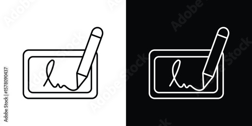 Electronic signature icon illustration symbol or logo collection.