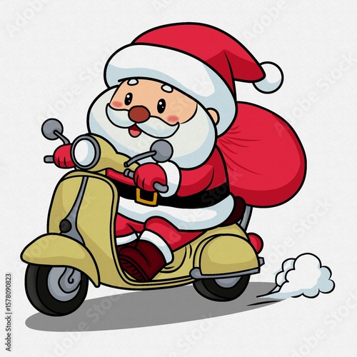 santa claus riding a scooter