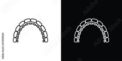 Lingual braces icon illustration symbol or logo collection.