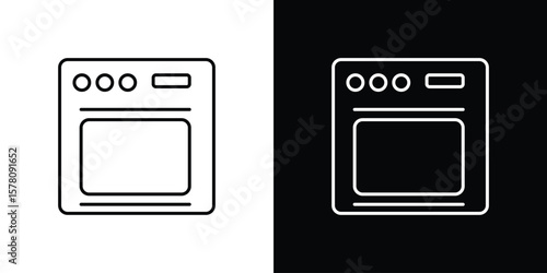 Oven icon illustration symbol or logo collection.