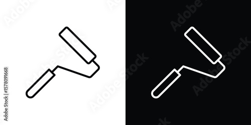 Paint roller icon illustration symbol or logo collection.
