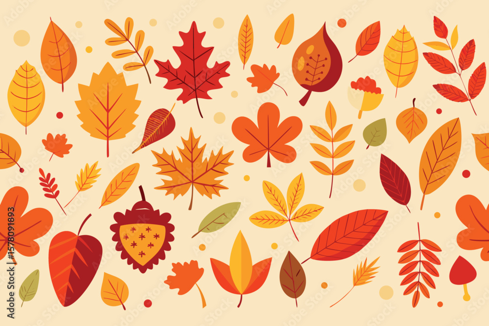 Fototapeta premium Autumn Leaves Collection Fall Foliage Design Elements