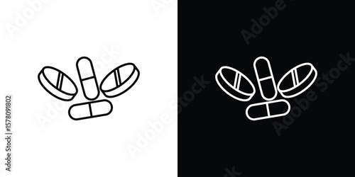 Pills icon illustration symbol or logo collection.