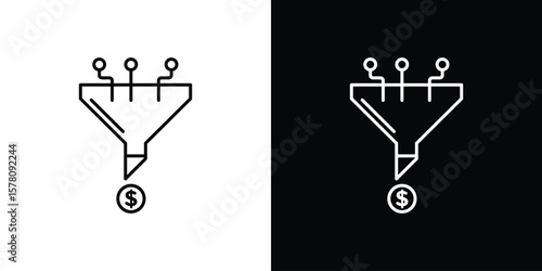 Sales funnel icon illustration symbol or logo collection.