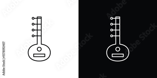 Sitar icon illustration symbol or logo collection.