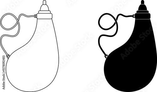 outline silhouette bota bag icon set