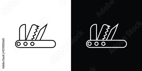 Swiss Knife icon illustration symbol or logo collection.