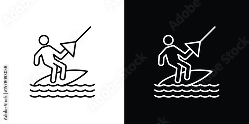 Wakeboarding icon illustration symbol or logo collection.