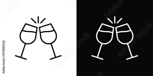 Wine toast icon illustration symbol or logo collection.