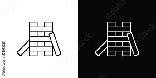 Wooden block icon illustration symbol or logo collection.