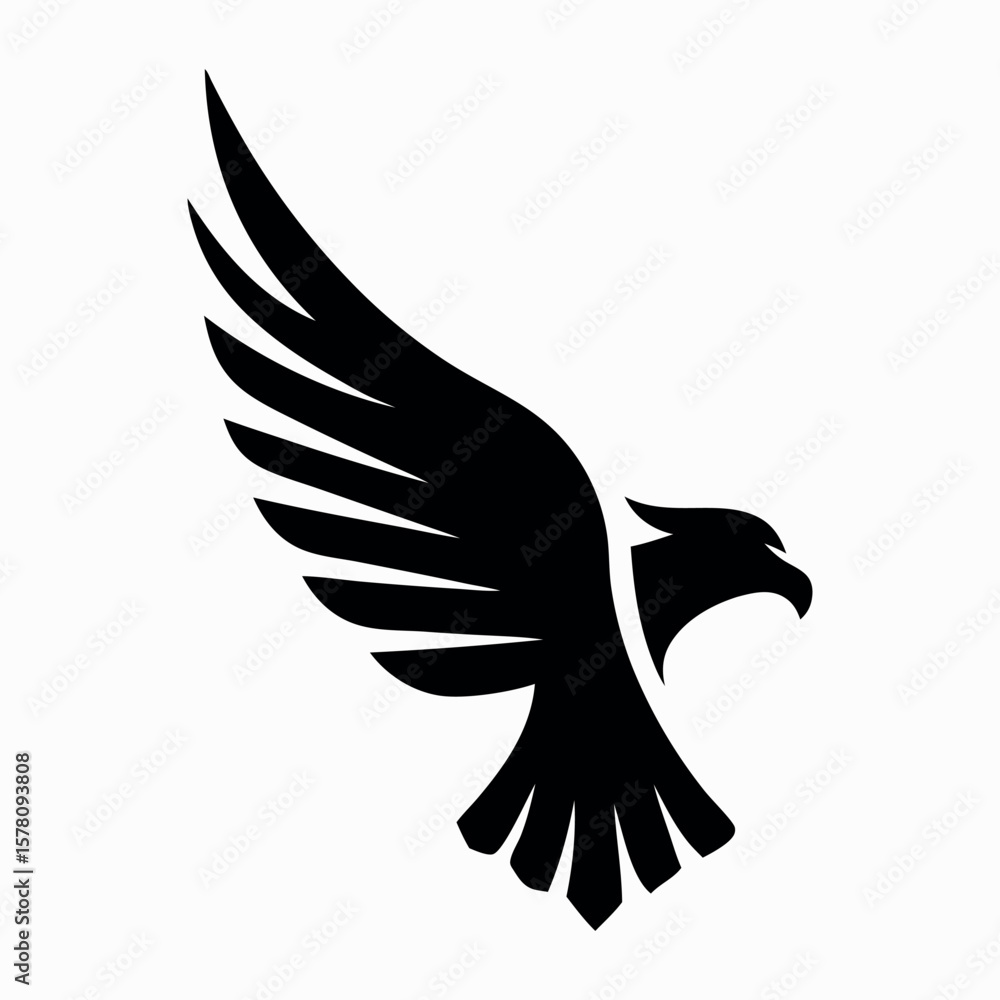 Obraz premium A silhouette of an eagle in flight vector icon