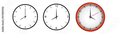 Clocks icons set, set of three clock icons 