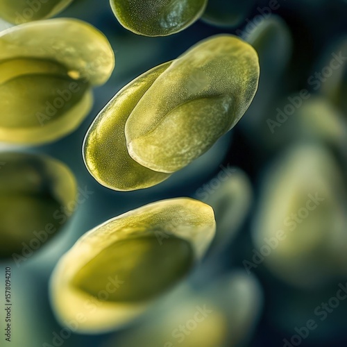 closeup of pumpkin seeds with greenish hue, smooth texture, macro healthy seed photography, soft lighting