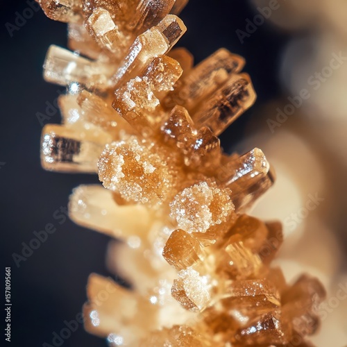 closeup of sucanat sugar crystals with light brown hue, rustic sugar photography, clean soft light