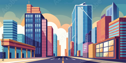 Illustration of Empty Streets in a Dream City in a Nameless Metropolis