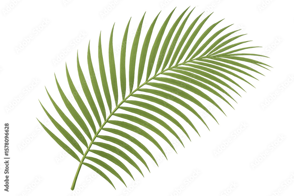 Obraz premium Vibrant green palm leaf isolated on a transparent background, perfect for adding a tropical touch to designs