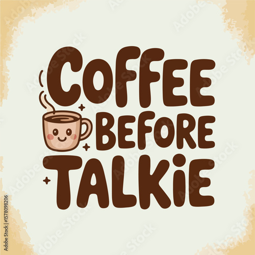 Vintage brown espresso cup illustration with coffee, chocolate, and beverage design elements