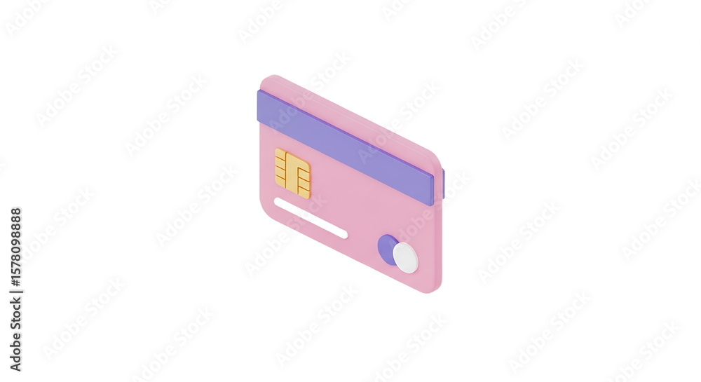 Fototapeta premium A pastel pink credit card with a modern design for secure financial transactions