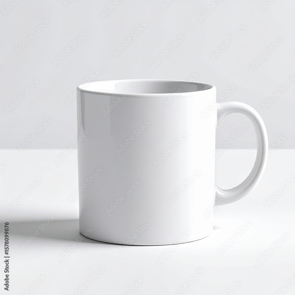 Fototapeta premium Clean White Coffee Mug on a Bright White Surface, Studio Shot.