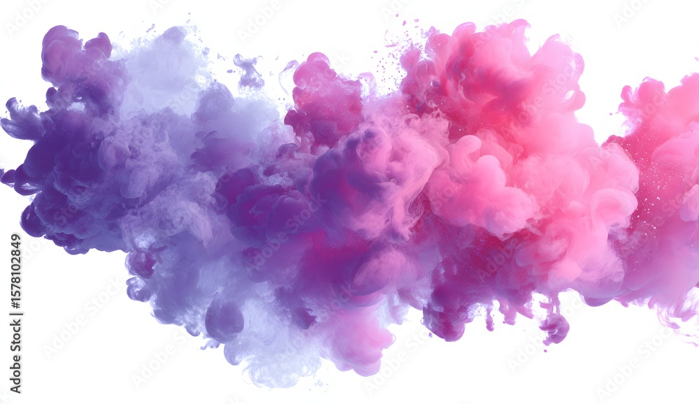 Fototapeta premium Pink and purple color smoke explosion on white background for abstract design
