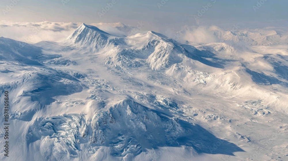 Fototapeta premium Snowy mountain peaks and glaciers (1)