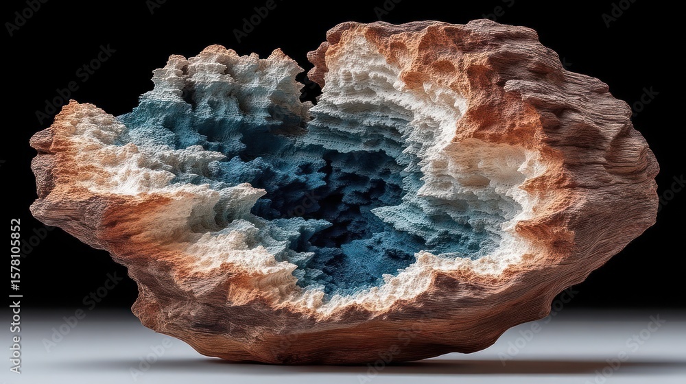 Obraz premium Abstract Ceramic Sculpture: Ocean Depths in Stone