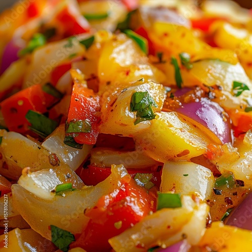 closeup of Haitian pikliz fermented pickled vegetables with vinegar macro spicy Caribbean side dish photography  detail