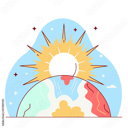 Solar Flare Sun Eruption Vector Illustration