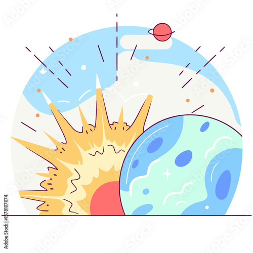 Solar Flare Sun Eruption Vector Illustration