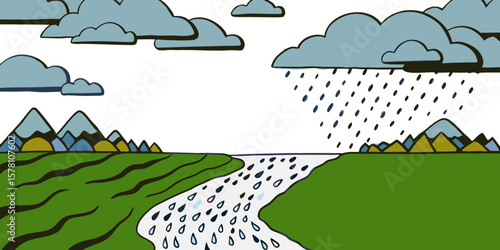 Water Cycle Vector Illustration