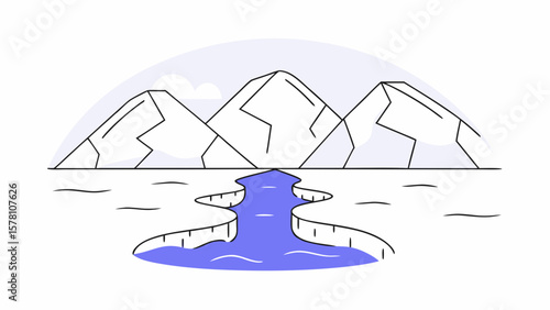 Glacier Melting Global Warming Vector Illustration