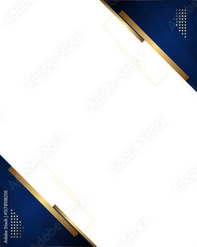 Dark blue and gold luxury abstract background with modern layered shapes, great for elegant presentations or invitations.