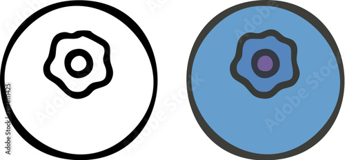 lueberry Icon Line Art and Filled Blue Berry Illustration