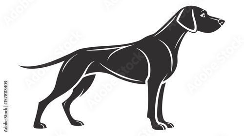 Black Dog Silhouette Vector – Side Profile of a Standing Dog