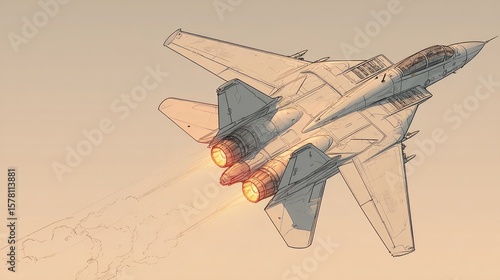 Futuristic fighter jet in flight