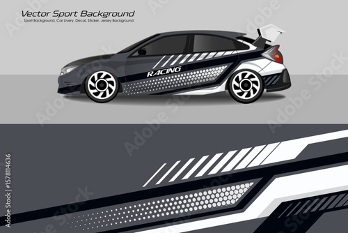 Racing car wrap design vector in color combinations. Graphic abstract stripe racing background kit designs for wrap vehicle, race car, rally EPS 10