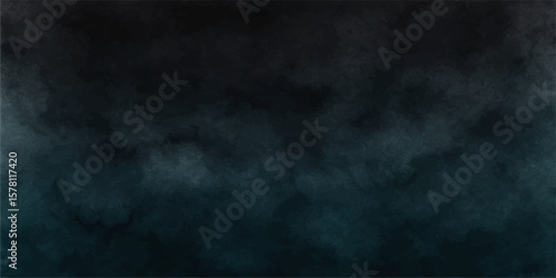 Dark blue smoky sky with storm clouds and misty night atmosphere