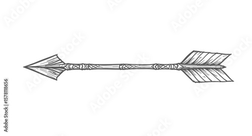 Elegant Handcrafted Arrow With Feathers and Sharp Point Designed for Archery