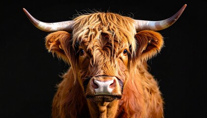 Deken met foto Schotse hooglander Ruigharige hooglander op zwarte achtergrond  © StocksJust4You